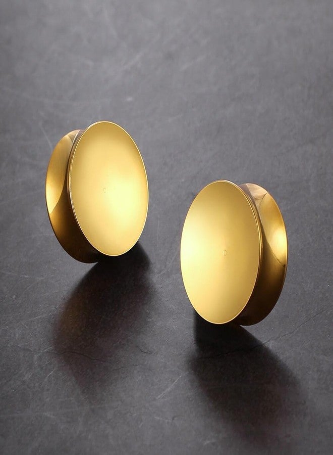 Earblity 2PCS 10mm/00g Gold Concave Ear Gauges Ear Plugs Gauges Tunnels for Stretched Ears Hypoallergenic 316 Stainless Steel Ear Body Piercing Jewelry for Women Men - Image 4